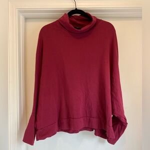 SAGA Long Sleeve Shirt Made In Italy Bat Wing Sleeves Cowl Neck Burgundy Red